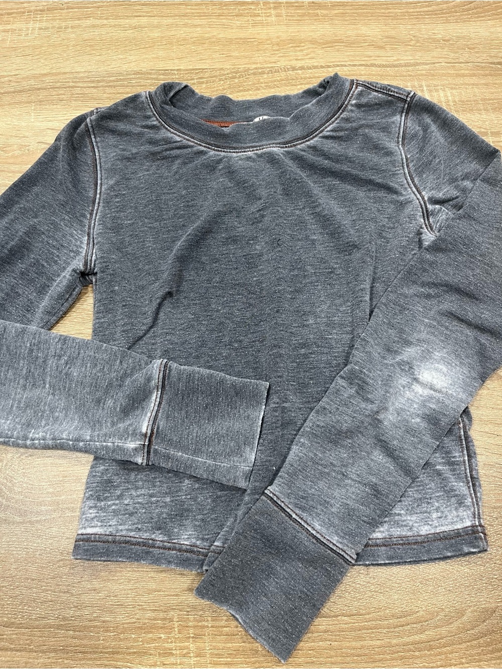Free People Long-Sleeve Crewneck Shirt - Charcoal
